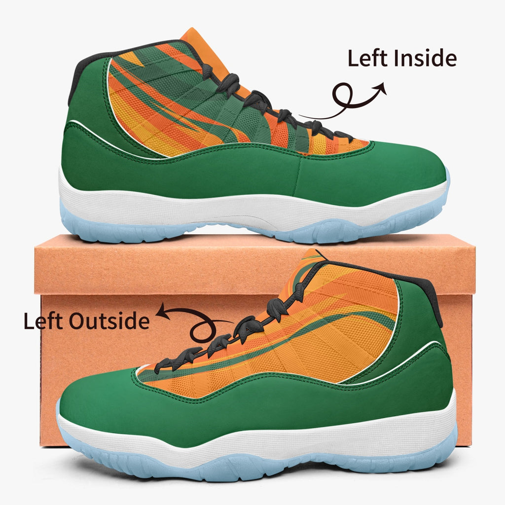 FAMU Green and Orange and Basketball Sneakers -Blue Sole