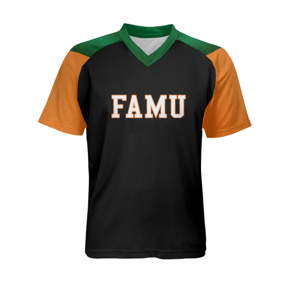 FAMU Black Orange and Green V-neck Rattler Jersey