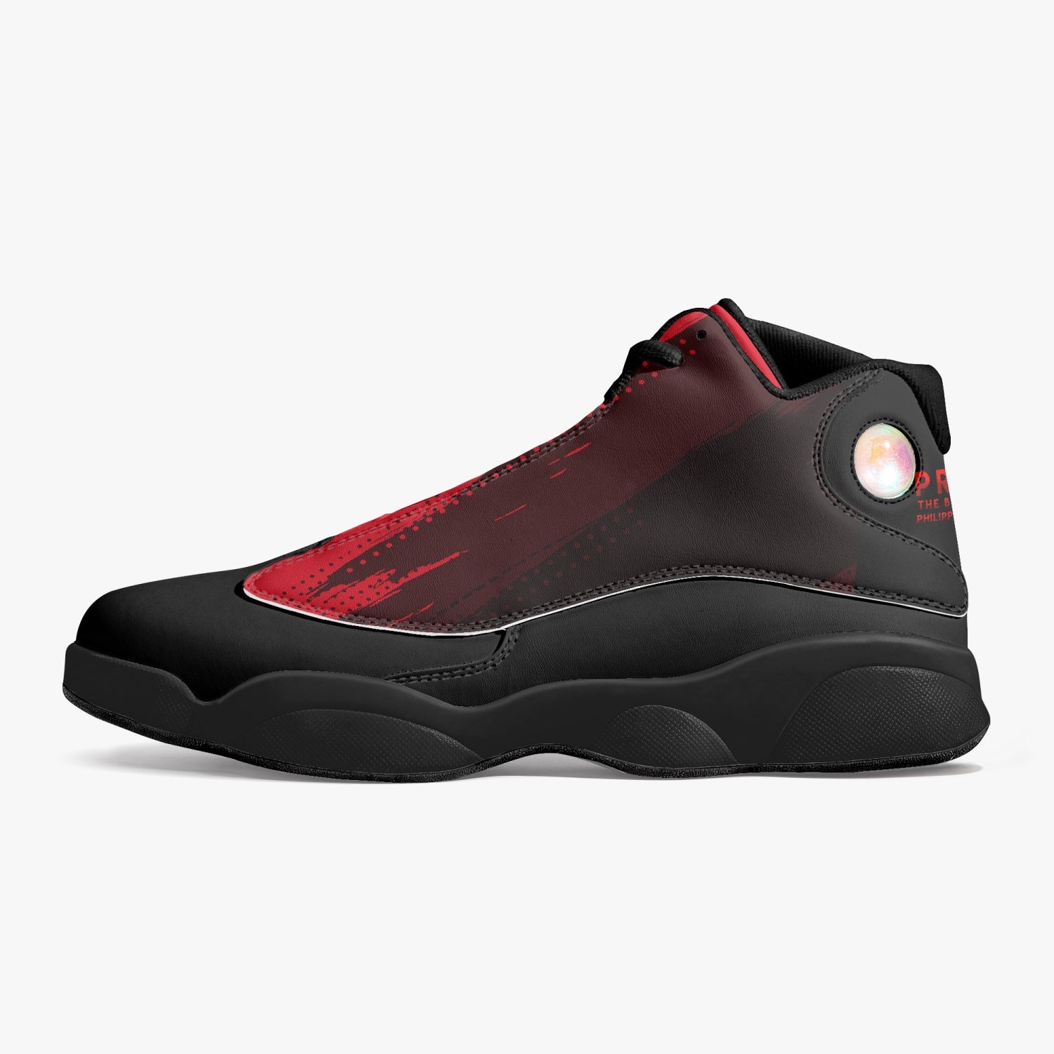 Press Red Black Sole High-Top Leather Basketball Sneakers