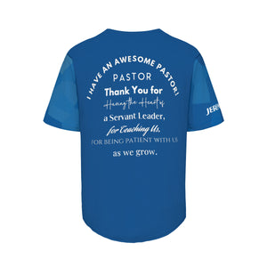 Pastor Appreciation Soft Blue Baseball Jersey