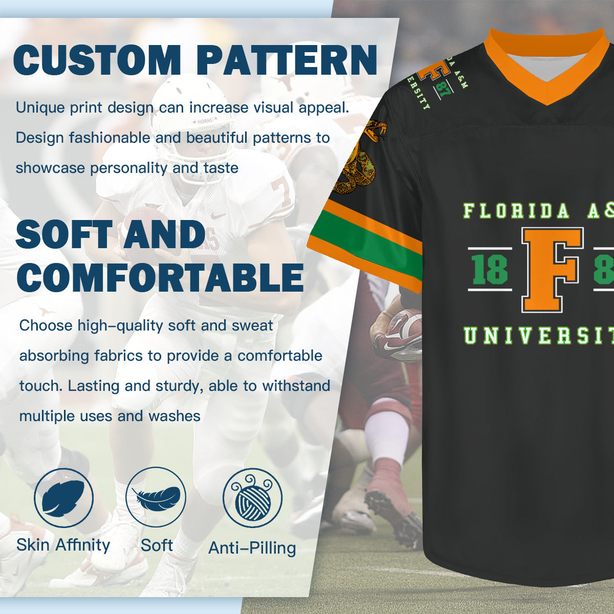 FAMU Black V-neck Rattler Jersey