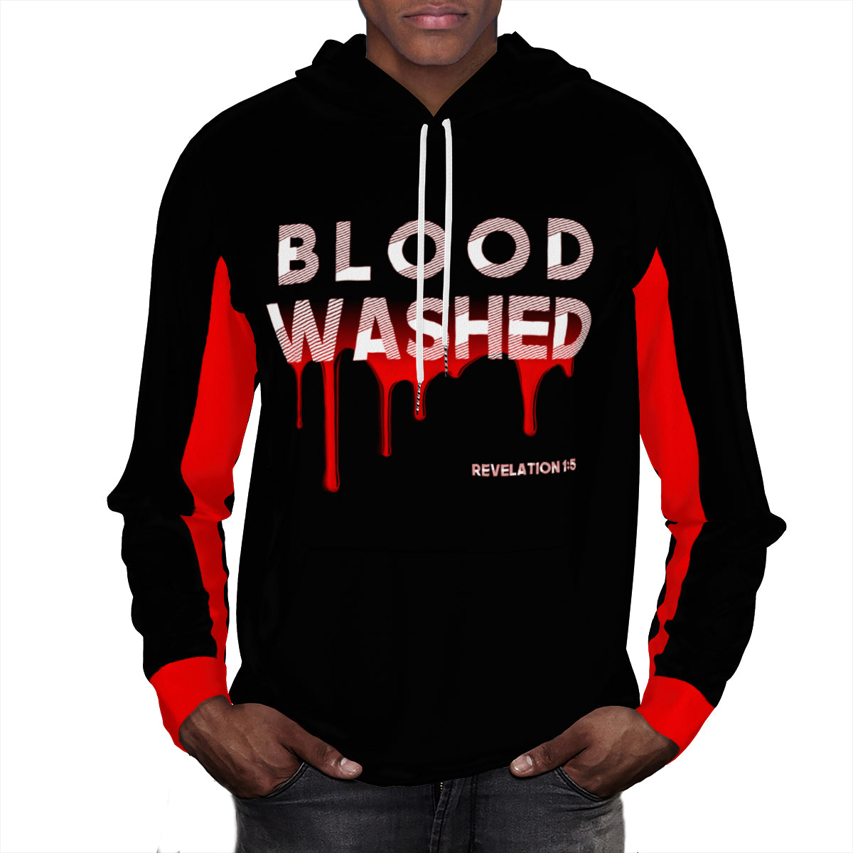 Blood Washed Red and Black Cotton Sweatshirt