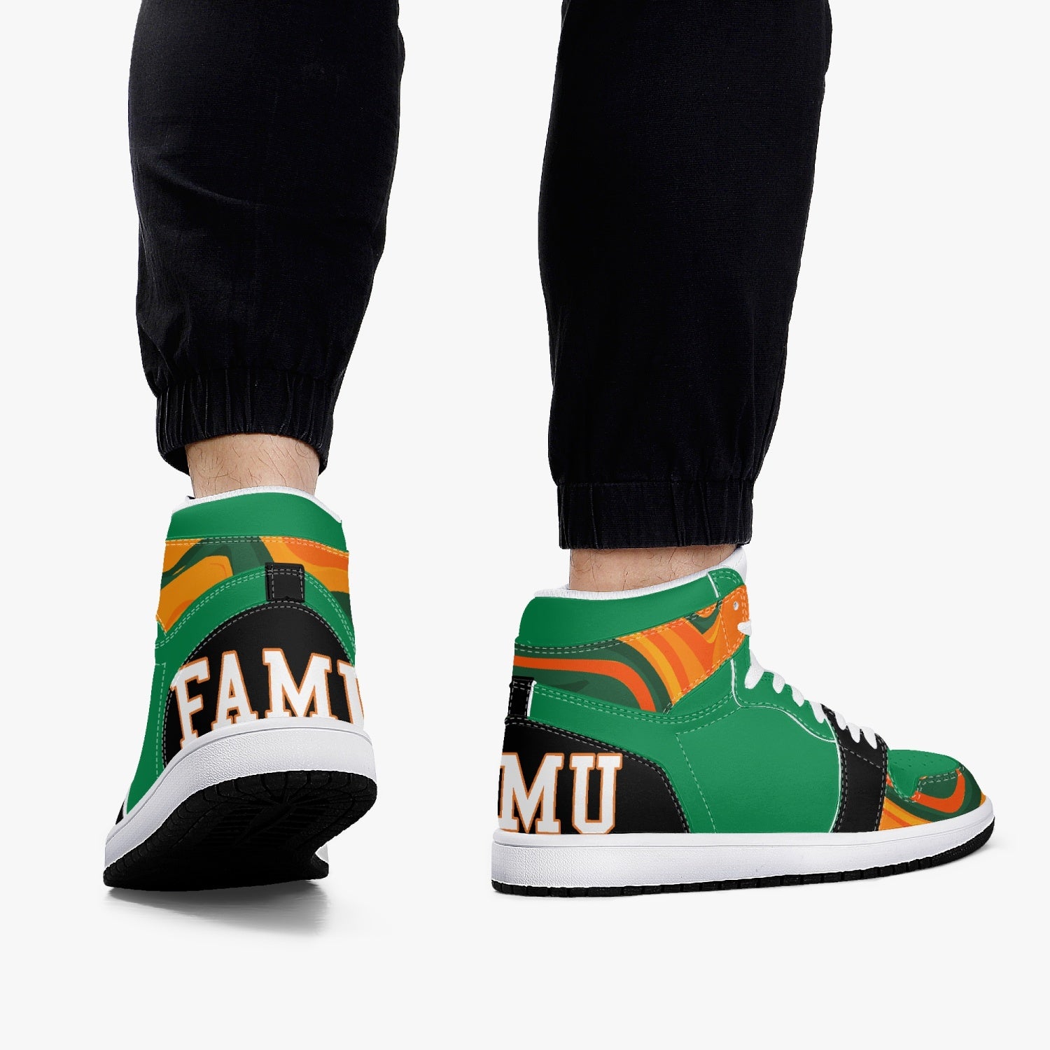 FAMU Orange-Green- Black High-Top Sneakers