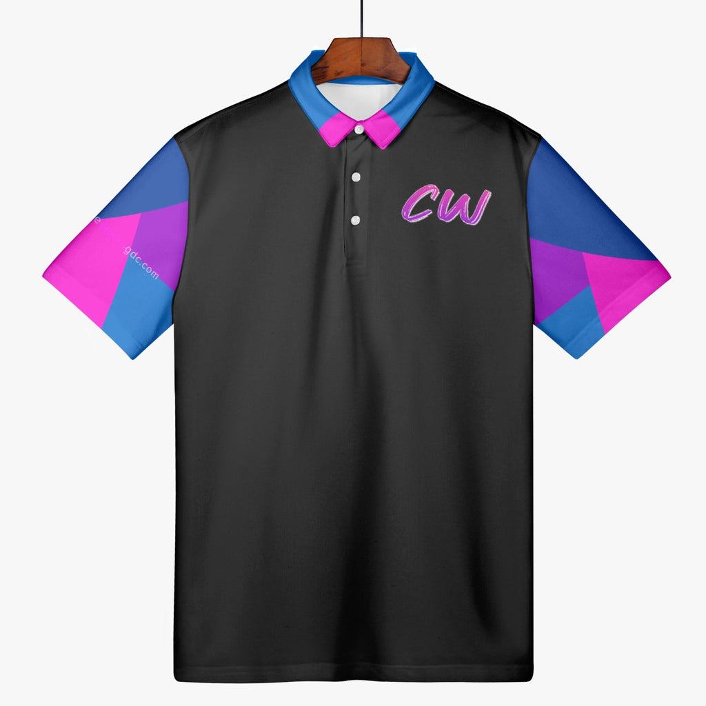 CWorks Black & multicolor AOP Polo Shirt