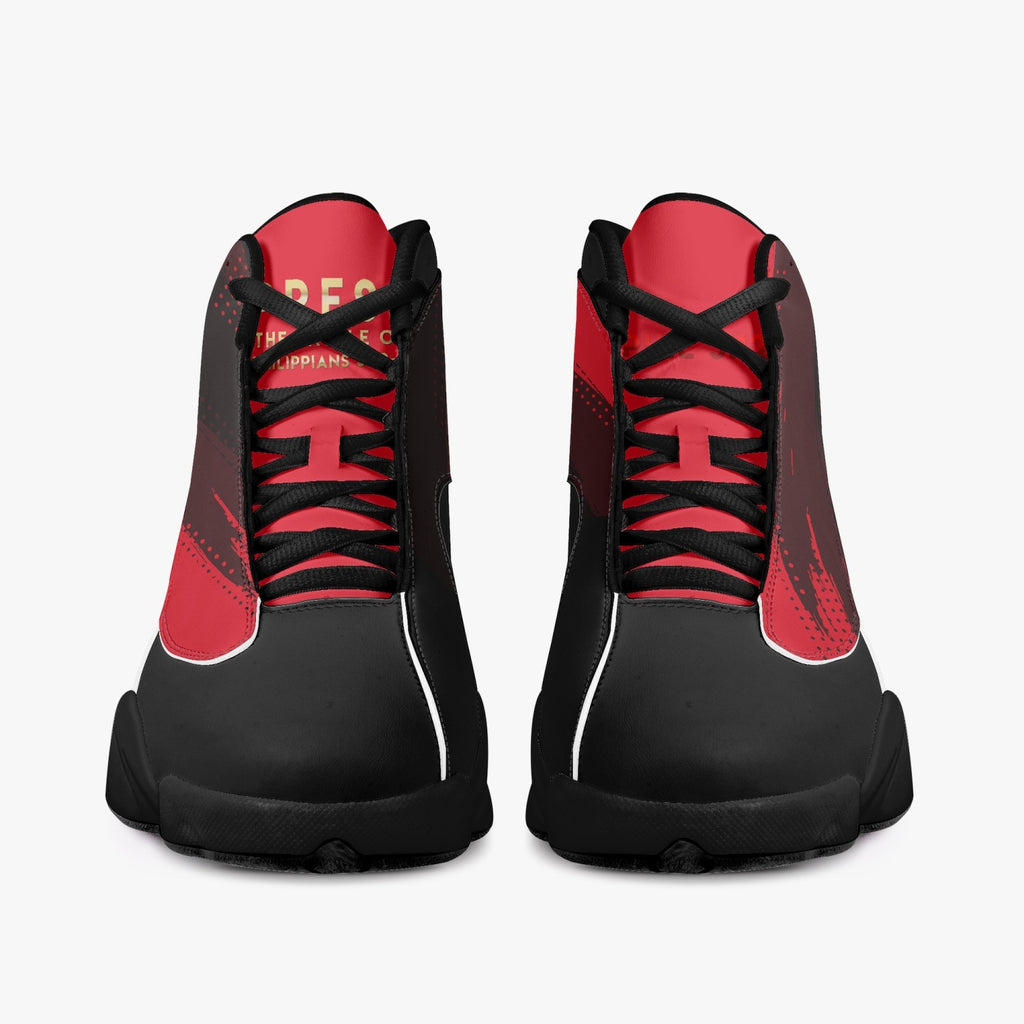 Press Red Black Sole High-Top Leather Basketball Sneakers