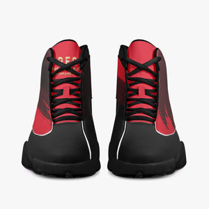 Press Red Black Sole High-Top Leather Basketball Sneakers