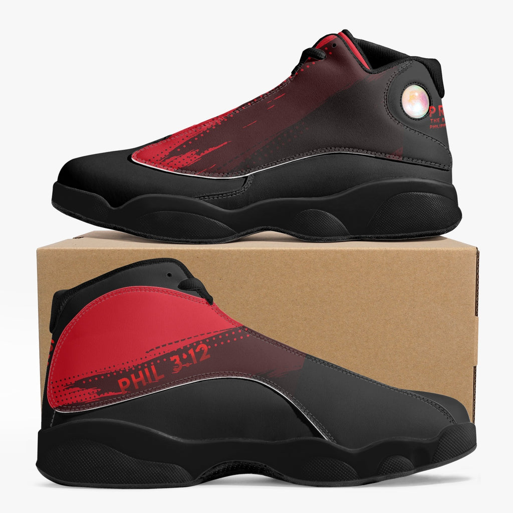 Press Red Black Sole High-Top Leather Basketball Sneakers