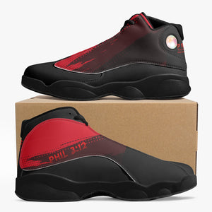 Press Red Black Sole High-Top Leather Basketball Sneakers