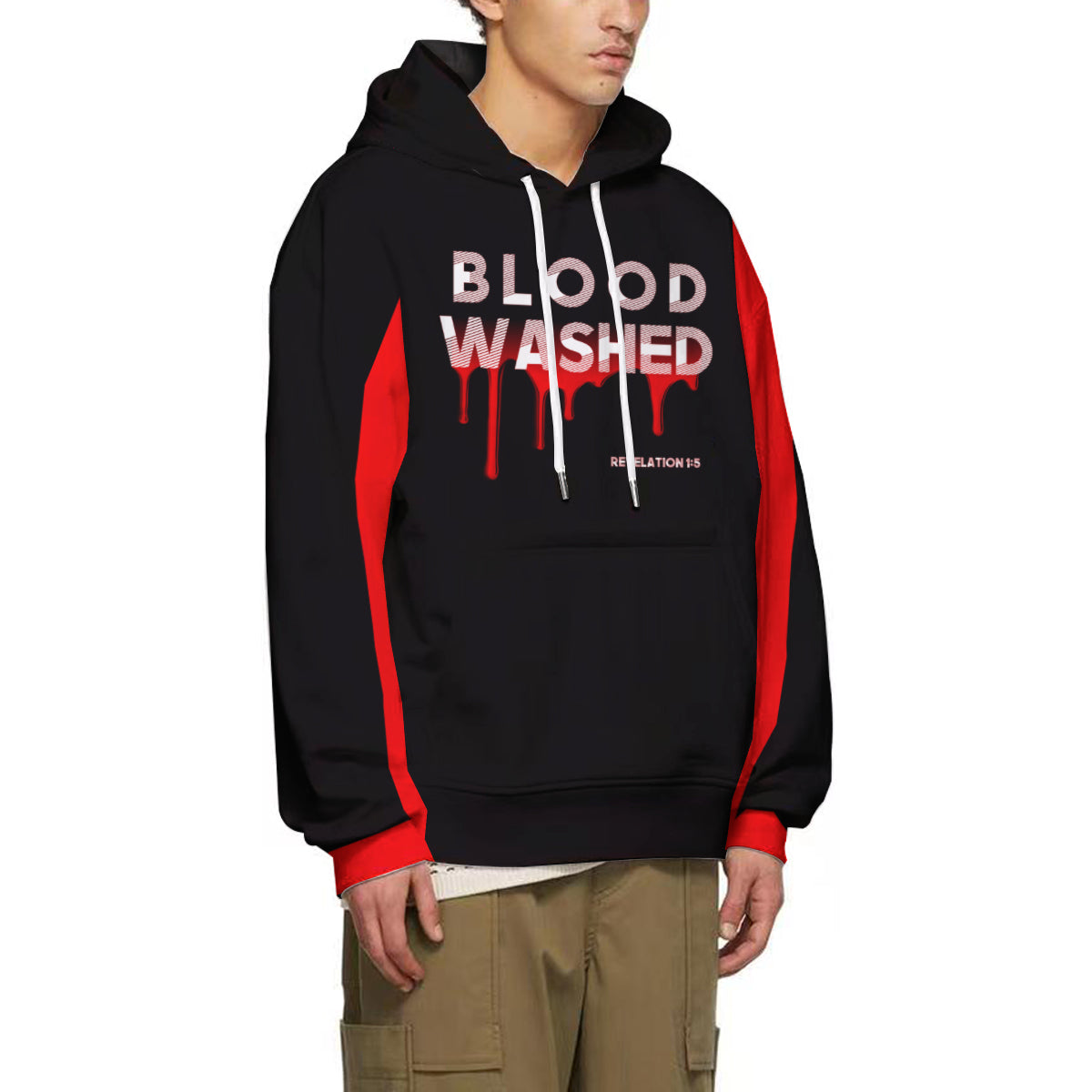 Blood Washed Red and Black Cotton Sweatshirt