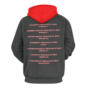 Blood Washed Ash Black with Red Hood AOP Hoodie