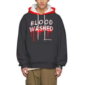 Blood Washed Ash Black with Red Hood AOP Hoodie