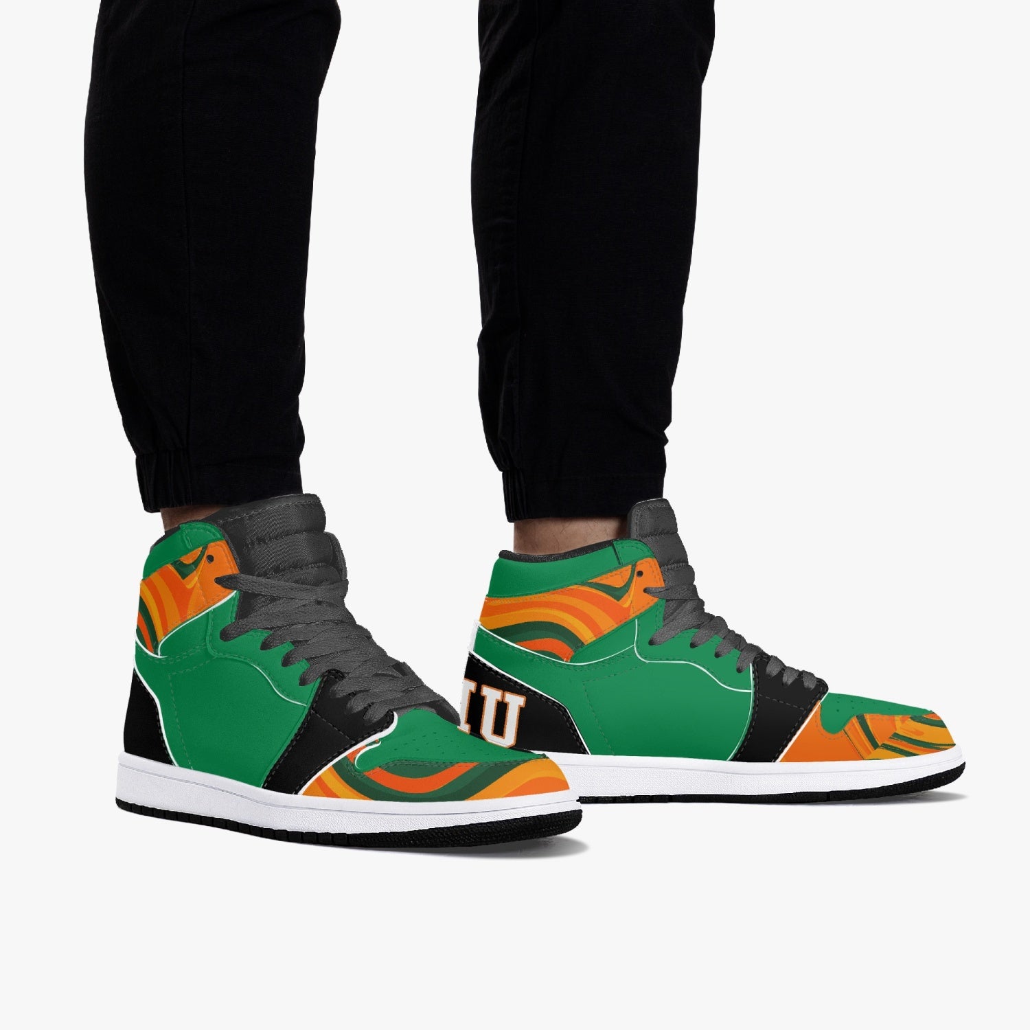 FAMU Orange-Green- Black High-Top Sneakers