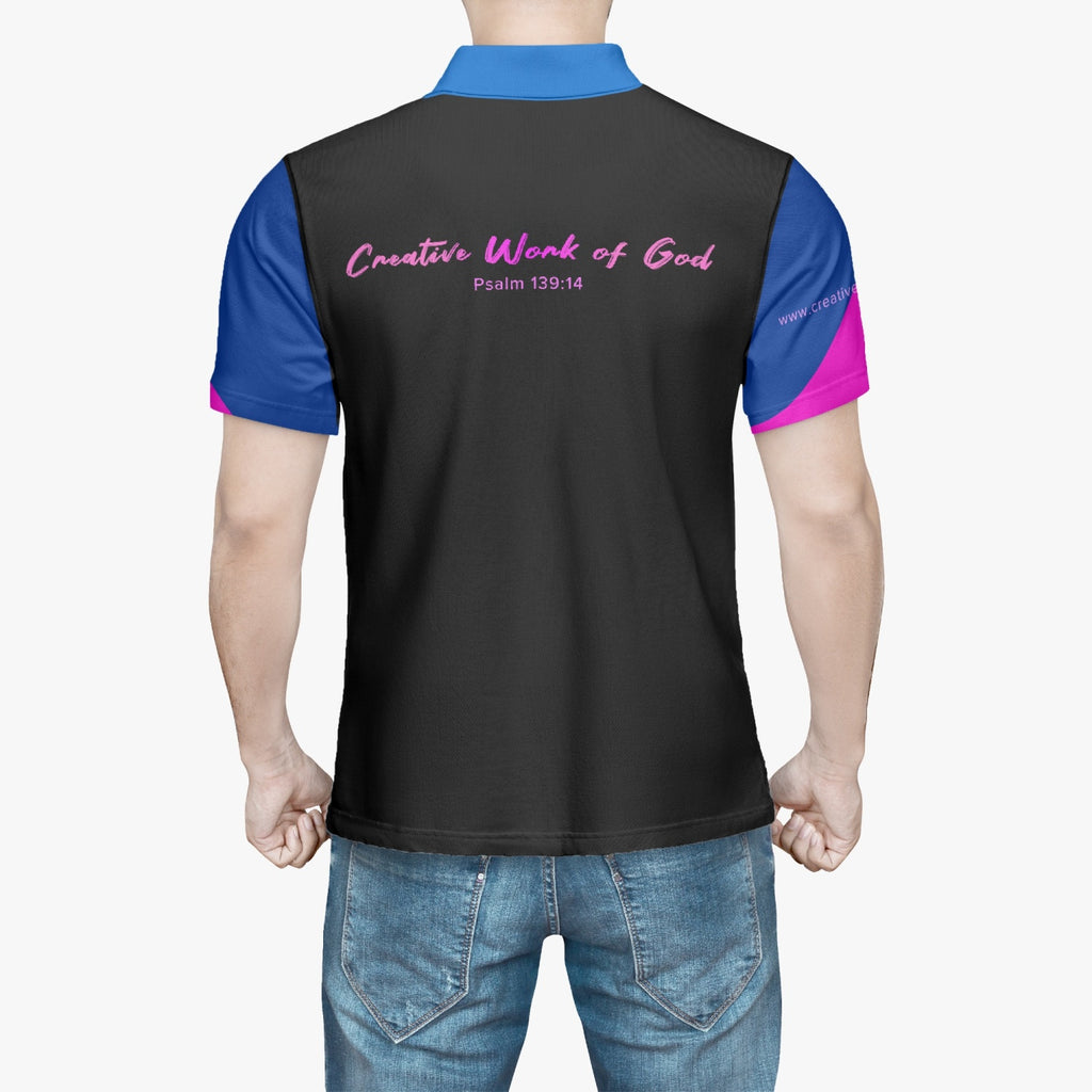 CWorks Black & multicolor AOP Polo Shirt
