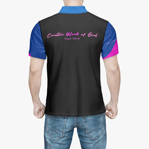 CWorks Black & multicolor AOP Polo Shirt