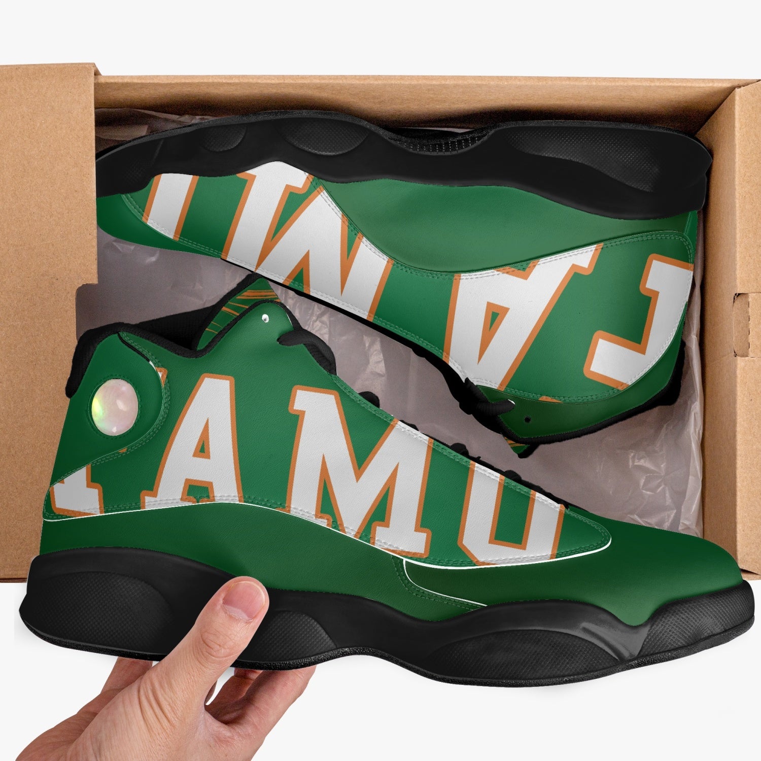 FAMU Black Sole High-Top Leather Sneakers