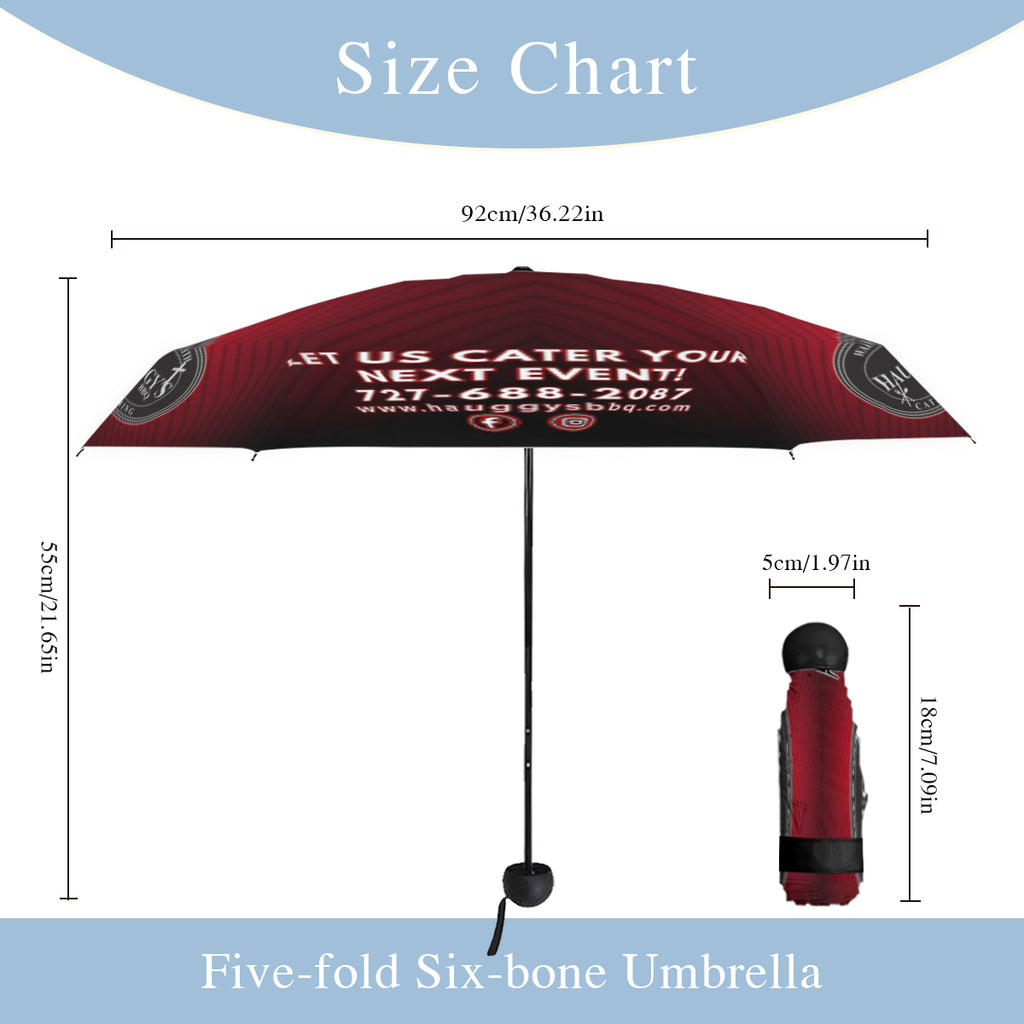 Hauggy's WBF Catering Black and Red Hand-Opened Umbrella