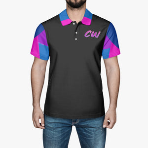 CWorks Black & multicolor AOP Polo Shirt