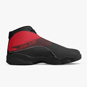 Press Red Black Sole High-Top Leather Basketball Sneakers