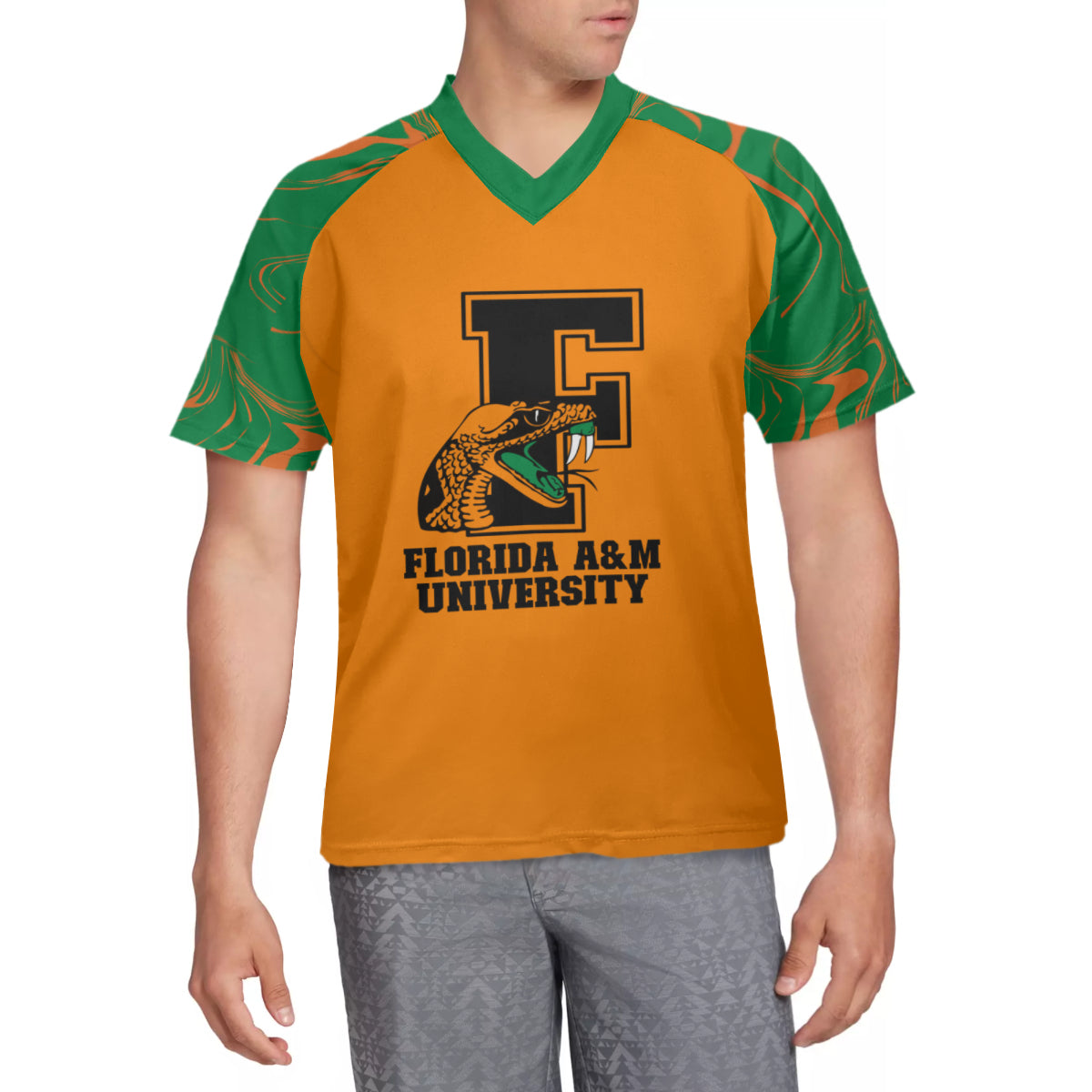 FAMU AOP Orange and Green Letter Jersey