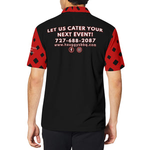 Hauggy's BBQ AOP Black/ Red Polo