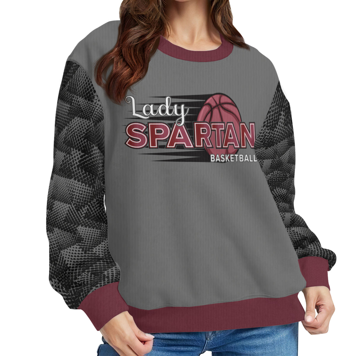 Tarpon Springs Middle Gray AOP Lady Basketball Gray Sweater