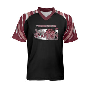 Tarpon Springs Middle Spartan Black with Maroon Sleeves Men's Jersey