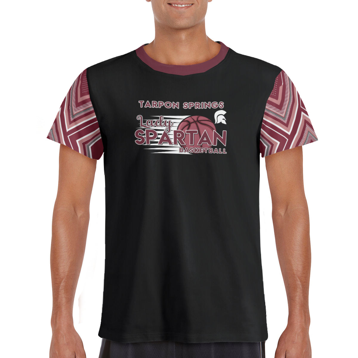 Tarpon Springs Men's Black with Maroon Short Sleeve