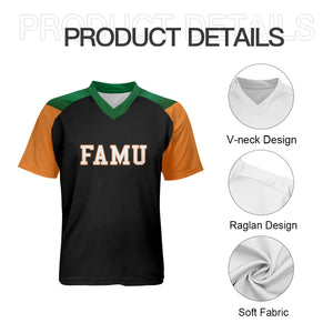 FAMU Black Orange and Green V-neck Rattler Jersey