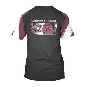 Tarpon Springs AOP Women's Black with Maroon Short Sleeves Poly T-Shirt