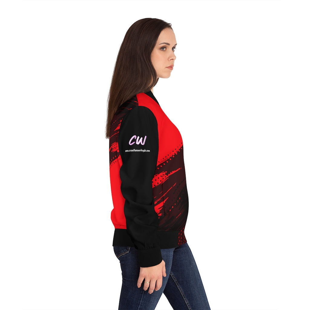 Draw Near Red Black Women's Bomber Jacket (AOP)