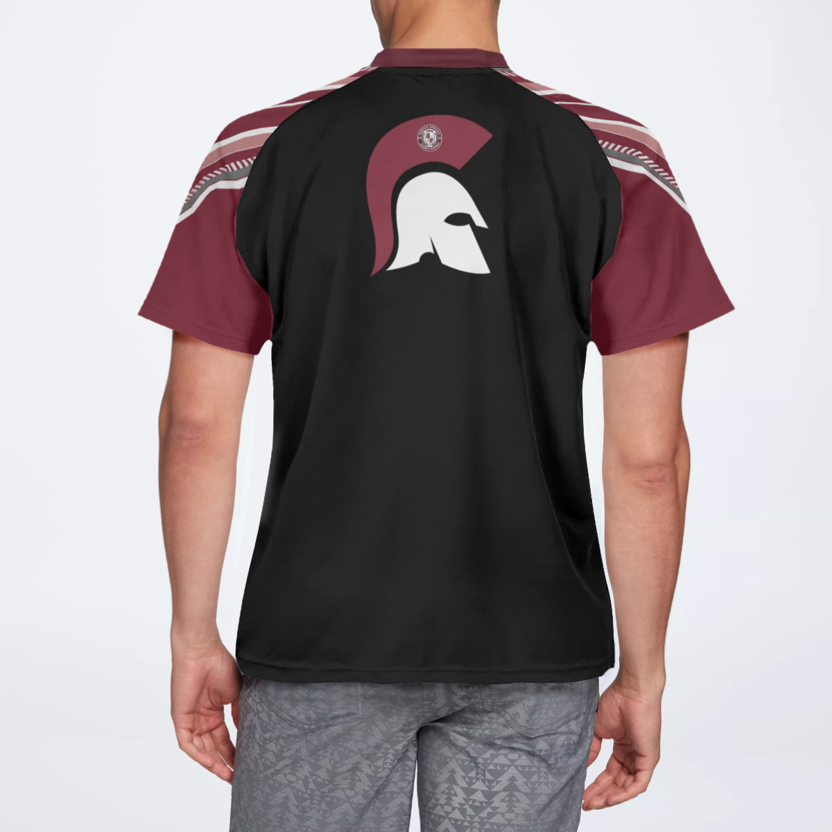 Tarpon Springs Middle Spartan Black with Maroon Sleeves Men's Jersey