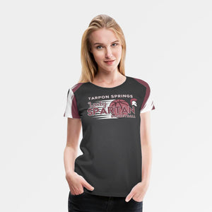 Tarpon Springs AOP Women's Black with Maroon Short Sleeves Poly T-Shirt